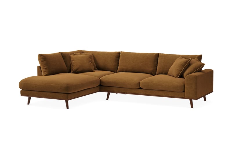 Copenhagen Premium 4-seters Venstrevendt L-formet Dyp Sjeselongsofa i Stoff - Sennepsgul - Møbler - Sofaer - Sofa med chaiselong