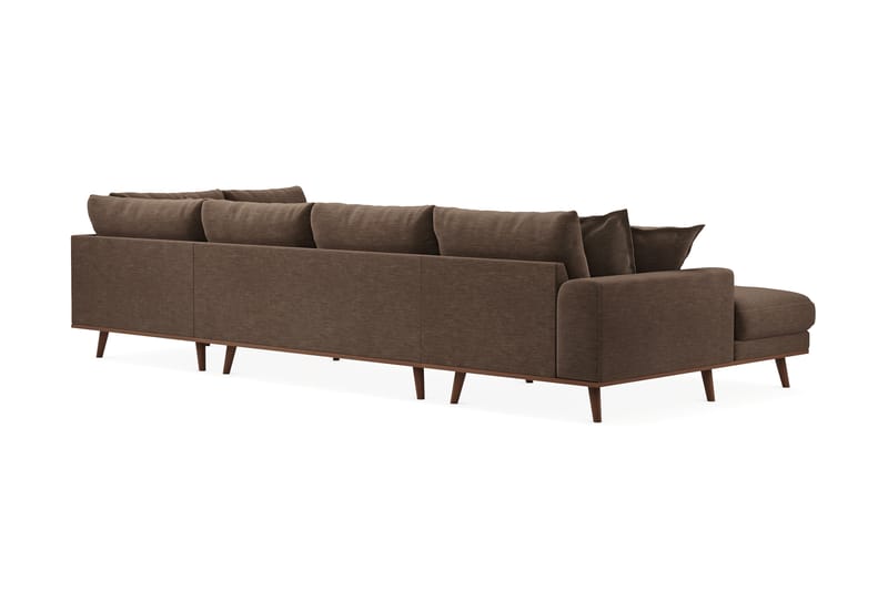 Copenhagen Premium 5-seters Venstrevendt U-formet Dyp Sofa med Divan og Sjeselong i Stoff - Brun - Møbler - Sofaer - U Sofa