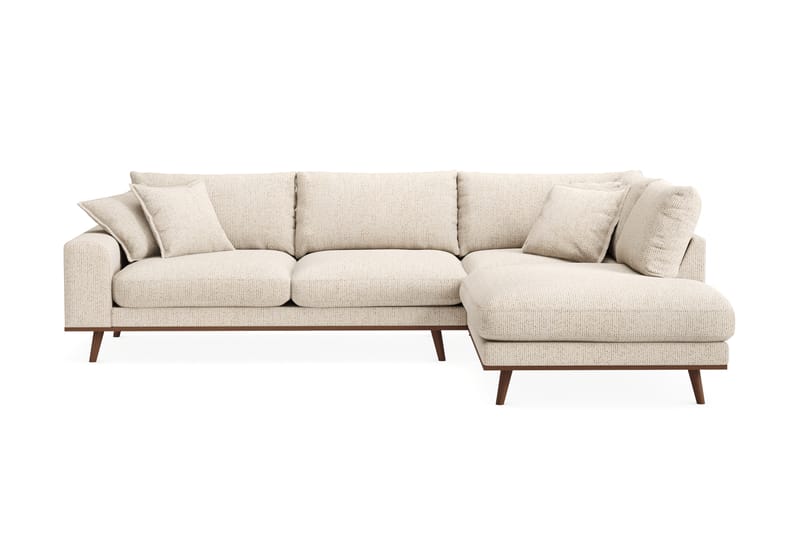 Copenhagen Premium 4-seters Høyrevendt L-formet Dyp Sjeselongsofa i Chenille - Beige - Møbler - Sofaer - Sofa med chaiselong