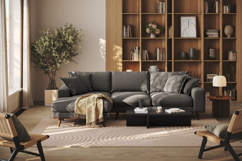 Copenhagen Premium 4-seters Venstrevendt L-formet Dyp Divansofa i Stoff - Mørk grå - Møbler - Sofaer - Sofa med chaiselong