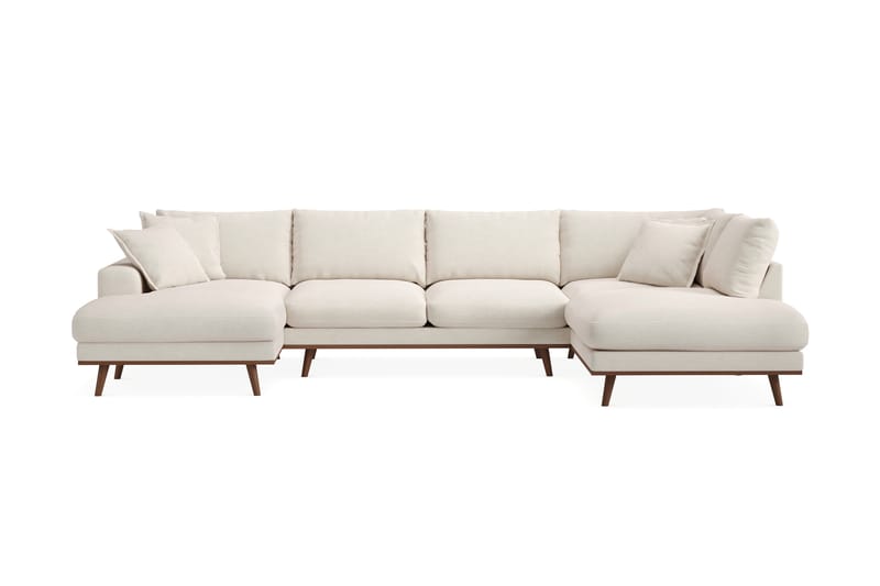 Copenhagen Premium 5-seters Venstrevendt U-formet Dyp Sofa med Divan og Sjeselong i Stoff - Lys beige - Møbler - Sofaer - U Sofa