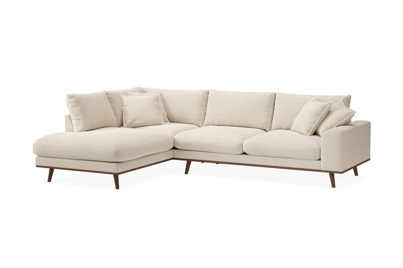 Copenhagen Premium 4-seters Venstrevendt L-formet Dyp Sjeselongsofa i Stoff - Beige - Møbler - Sofaer - Sofa med chaiselong