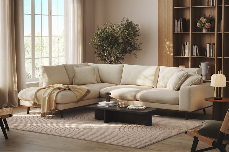 Copenhagen Premium 4-seters Venstrevendt L-formet Dyp Sjeselongsofa i Stoff - Beige - Møbler - Sofaer - Sofa med chaiselong