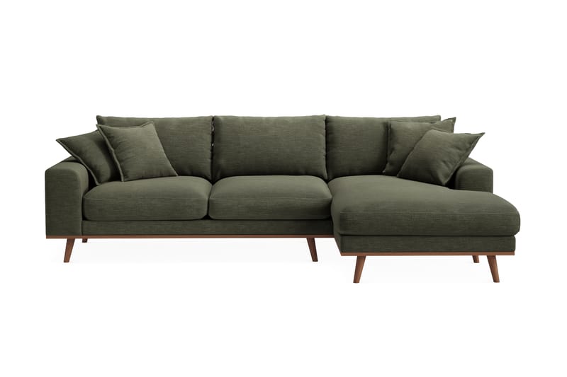 Copenhagen Premium 4-seters Høyrevendt L-formet Dyp Divansofa i Stoff - Grønn - Møbler - Sofaer - Sofa med chaiselong