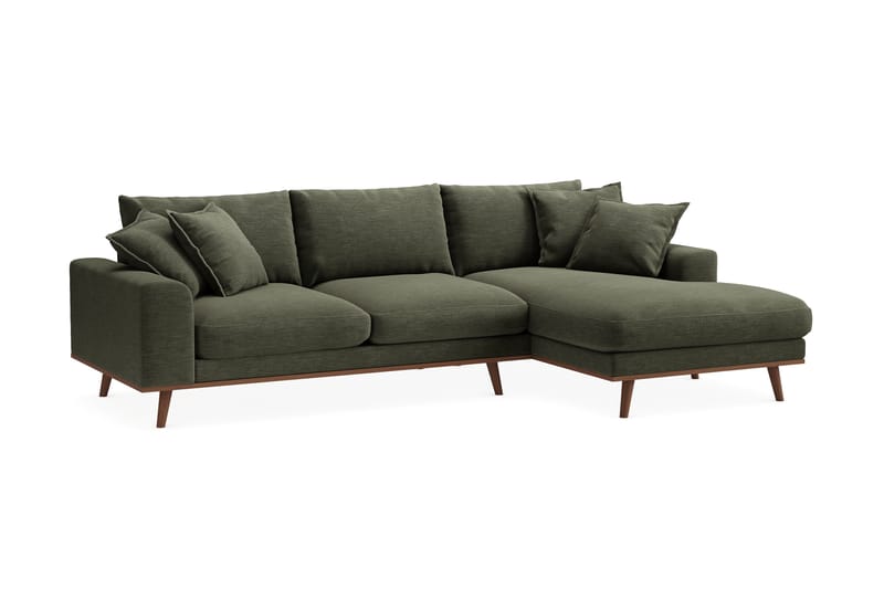 Copenhagen Premium 4-seters Høyrevendt L-formet Dyp Divansofa i Stoff - Grønn - Møbler - Sofaer - Sofa med chaiselong