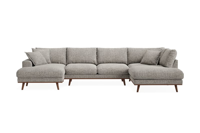 Copenhagen Premium 5-seters Høyrevendt U-formet Dyp Sofa med Divan og Sjeselong i Chenille - Grå - Møbler - Sofaer - U Sofa