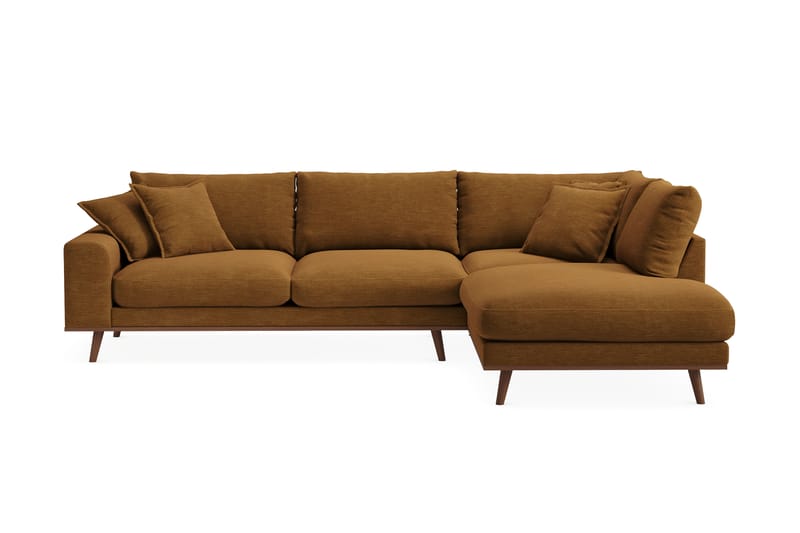 Copenhagen Premium 4-seters Høyrevendt L-formet Dyp Sjeselongsofa i Stoff - Sennepsgul - Møbler - Sofaer - Sofa med chaiselong
