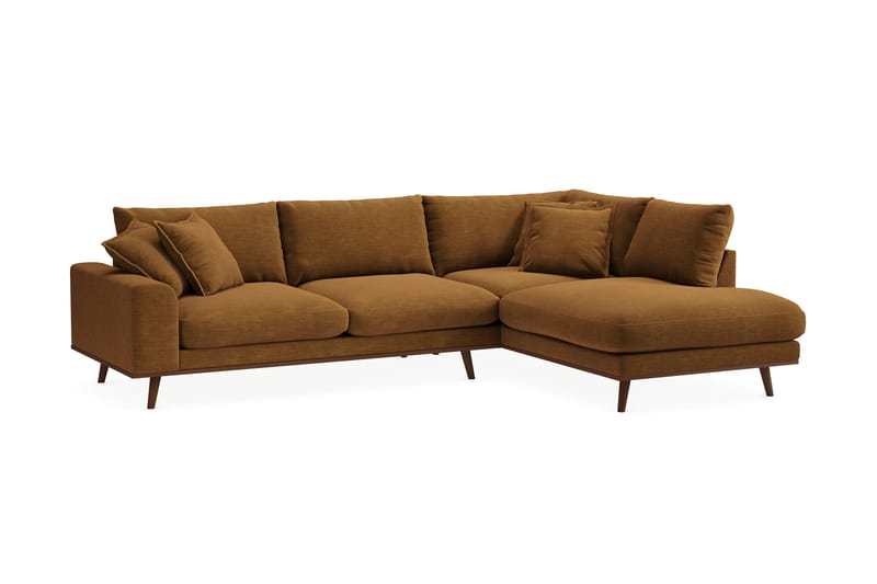 Copenhagen Premium 4-seters Høyrevendt L-formet Dyp Sjeselongsofa i Stoff - Sennepsgul - Møbler - Sofaer - Sofa med chaiselong