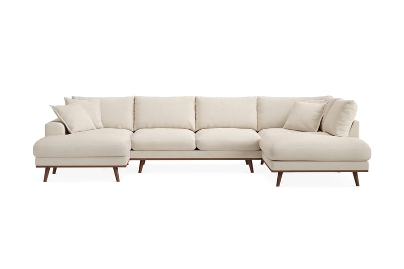 Copenhagen Premium 5-seters Venstrevendt U-formet Dyp Sofa med Divan og Sjeselong i Stoff - Beige - Møbler - Sofaer - U Sofa