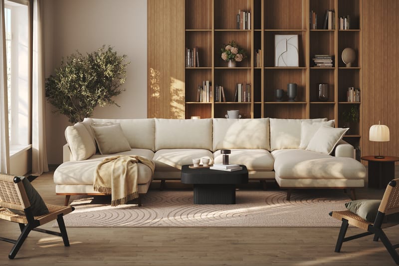 Copenhagen Premium 5-seters Venstrevendt U-formet Dyp Sofa med Divan og Sjeselong i Stoff - Beige - Møbler - Sofaer - U Sofa