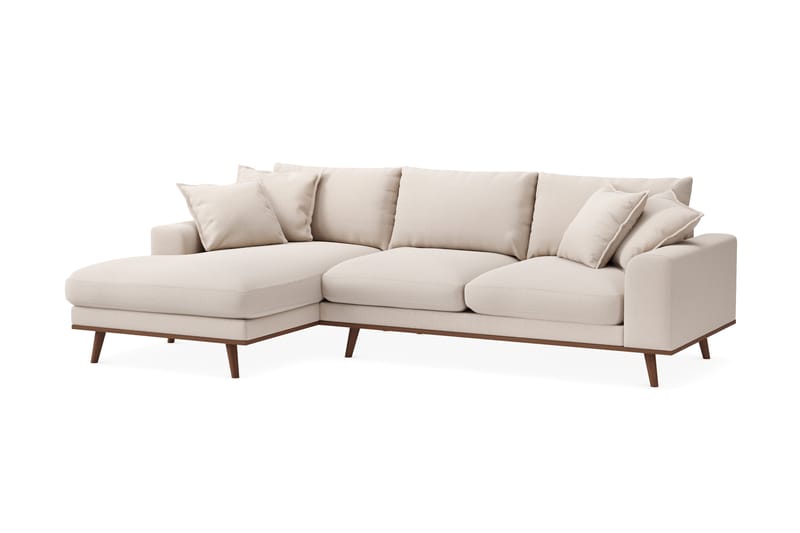 Copenhagen Premium 4-seters Venstrevendt L-formet Dyp Divansofa i Bouclé - Lys beige - Møbler - Sofaer - Sofa med chaiselong