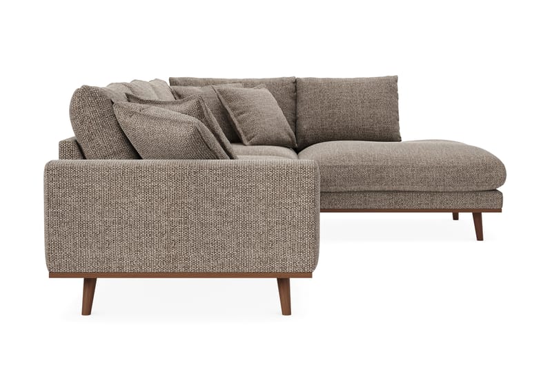 Copenhagen Premium 4-seters Høyrevendt L-formet Dyp Sjeselongsofa i Chenille - Brun - Møbler - Sofaer - Sofa med chaiselong