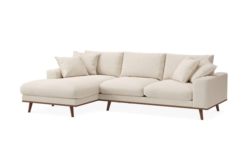 Copenhagen Premium 4-seters Venstrevendt L-formet Dyp Divansofa i Stoff - Beige - Møbler - Sofaer - Sofa med chaiselong