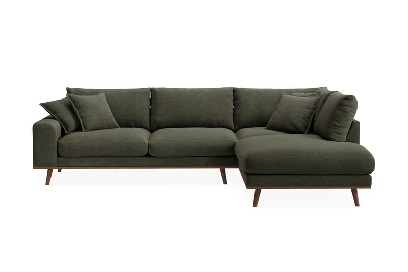Copenhagen Premium 4-seters Høyrevendt L-formet Dyp Sjeselongsofa i Stoff - Grønn - Møbler - Sofaer - Sofa med chaiselong