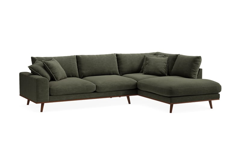 Copenhagen Premium 4-seters Høyrevendt L-formet Dyp Sjeselongsofa i Stoff - Grønn - Møbler - Sofaer - Sofa med chaiselong
