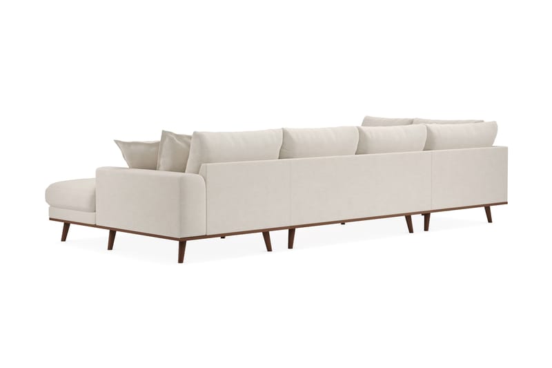 Copenhagen Premium 5-seters Høyrevendt U-formet Dyp Sofa med Divan og Sjeselong i Stoff - Lys beige - Møbler - Sofaer - U Sofa