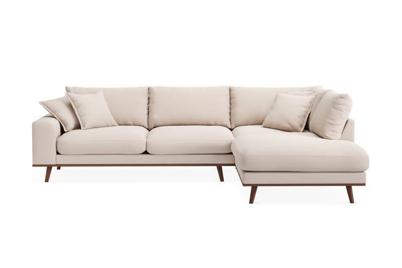 Copenhagen Premium 4-seters Høyrevendt L-formet Dyp Sjeselongsofa i Bouclé - Lys beige - Møbler - Sofaer - Sofa med chaiselong