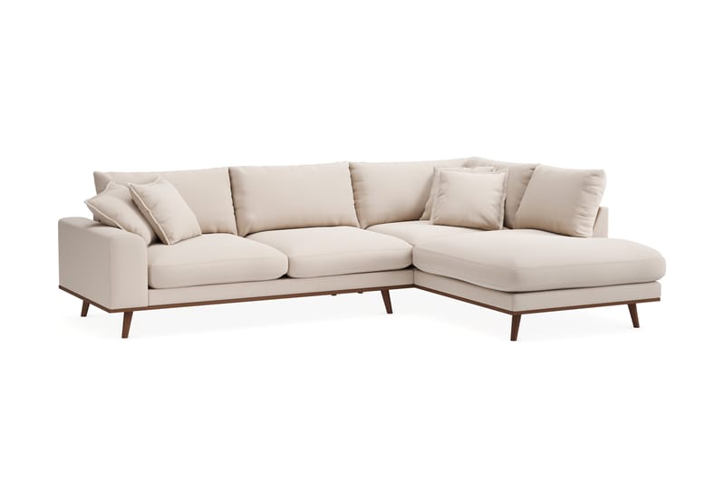 Copenhagen Premium 4-seters Høyrevendt L-formet Dyp Sjeselongsofa i Bouclé - Lys beige - Møbler - Sofaer - Sofa med chaiselong