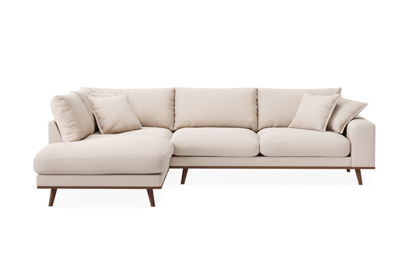 Copenhagen Premium 4-seters Venstrevendt L-formet Dyp Sjeselongsofa i Bouclé - Lys beige - Møbler - Sofaer - Sofa med chaiselong