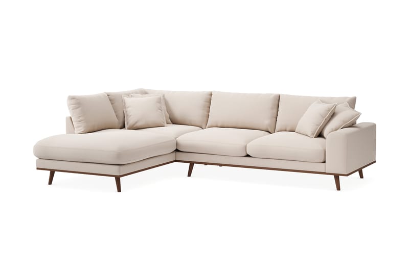 Copenhagen Premium 4-seters Venstrevendt L-formet Dyp Sjeselongsofa i Bouclé - Lys beige - Møbler - Sofaer - Sofa med chaiselong
