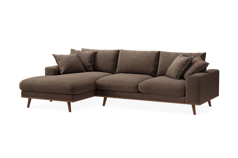Copenhagen Premium 4-seters Venstrevendt L-formet Dyp Divansofa i Stoff - Brun - Møbler - Sofaer - Sofa med chaiselong