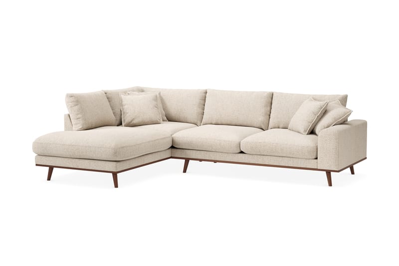 Copenhagen Premium 4-seters Venstrevendt L-formet Dyp Sjeselongsofa i Chenille - Beige - Møbler - Sofaer - Sofa med chaiselong