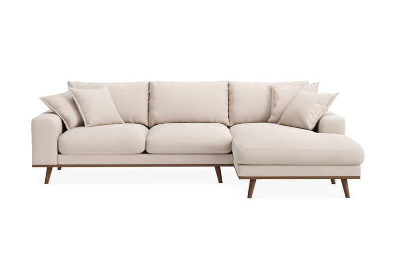 Copenhagen Premium 4-seters Høyrevendt L-formet Dyp Divansofa i Bouclé - Lys beige - Møbler - Sofaer - Sofa med chaiselong