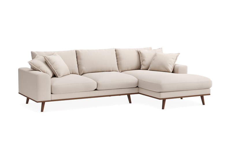 Copenhagen Premium 4-seters Høyrevendt L-formet Dyp Divansofa i Bouclé - Lys beige - Møbler - Sofaer - Sofa med chaiselong
