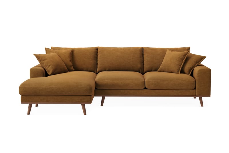 Copenhagen Premium 4-seters Venstrevendt L-formet Dyp Divansofa i Stoff - Sennepsgul - Møbler - Sofaer - Sofa med chaiselong