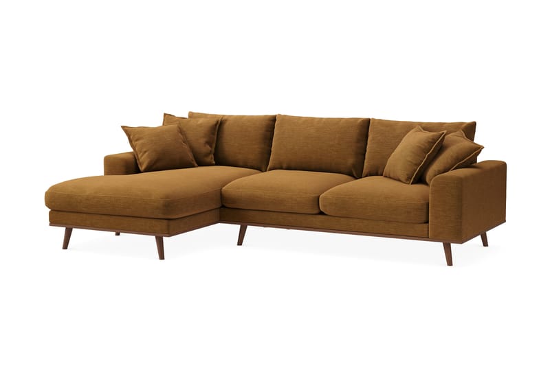 Copenhagen Premium 4-seters Venstrevendt L-formet Dyp Divansofa i Stoff - Sennepsgul - Møbler - Sofaer - Sofa med chaiselong