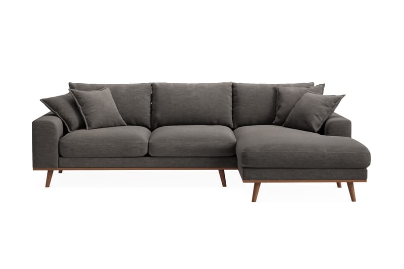 Copenhagen Premium 4-seters Høyrevendt L-formet Dyp Divansofa i Stoff - Mørk grå - Møbler - Sofaer - Sofa med chaiselong