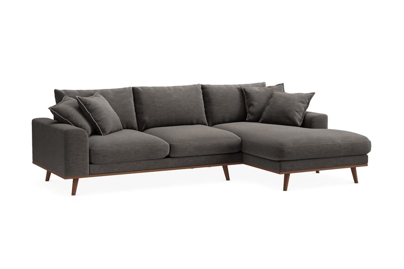 Copenhagen Premium 4-seters Høyrevendt L-formet Dyp Divansofa i Stoff - Mørk grå - Møbler - Sofaer - Sofa med chaiselong