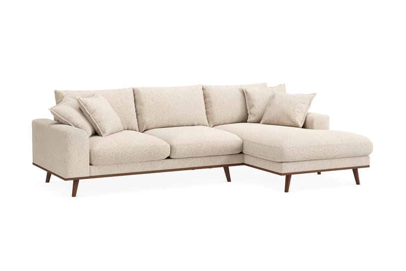 Copenhagen Premium 4-seters Høyrevendt L-formet Dyp Divansofa i Chenille - Beige - Møbler - Sofaer - Sofa med chaiselong