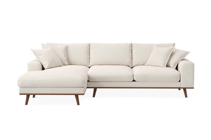 Copenhagen Premium 4-seters Venstrevendt L-formet Dyp Divansofa i Stoff - Lys beige - Møbler - Sofaer - Sofa med chaiselong