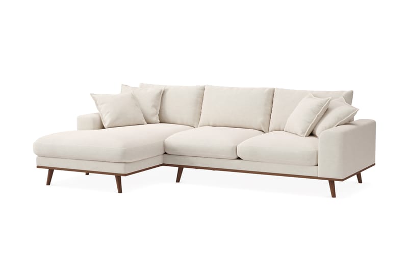 Copenhagen Premium 4-seters Venstrevendt L-formet Dyp Divansofa i Stoff - Lys beige - Møbler - Sofaer - Sofa med chaiselong