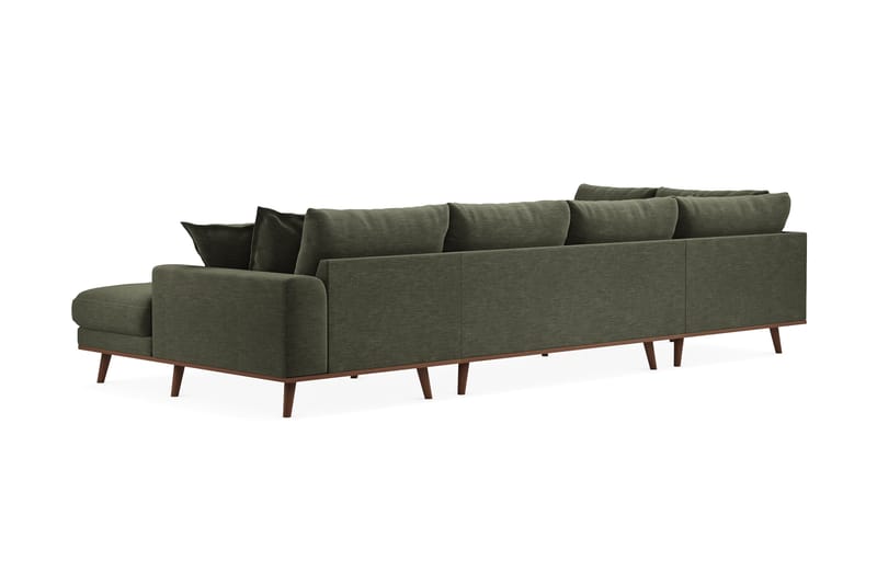 Copenhagen Premium 5-seters Høyrevendt U-formet Dyp Sofa med Divan og Sjeselong i Stoff - Grønn - Møbler - Sofaer - U Sofa