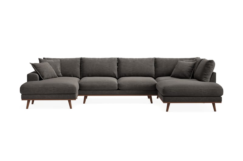 Copenhagen Premium 5-seters Venstrevendt U-formet Dyp Sofa med Divan og Sjeselong i Stoff - Mørk grå - Møbler - Sofaer - U Sofa
