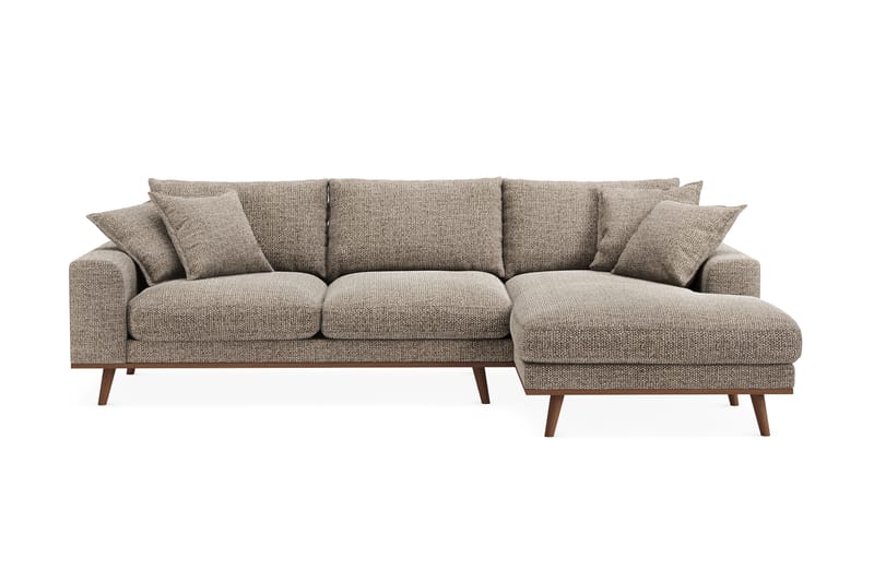 Copenhagen Premium 4-seters Høyrevendt L-formet Dyp Divansofa i Chenille - Brun - Møbler - Sofaer - Sofa med chaiselong