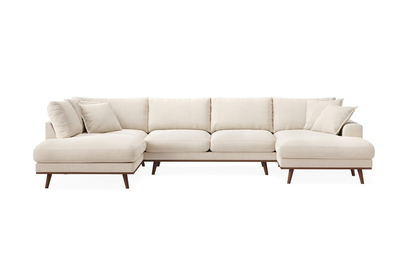 Copenhagen Premium 5-seters Venstrevendt U-formet Dyp Sofa med Divan og Sjeselong i Chenille - Lys beige - Møbler - Sofaer - U Sofa