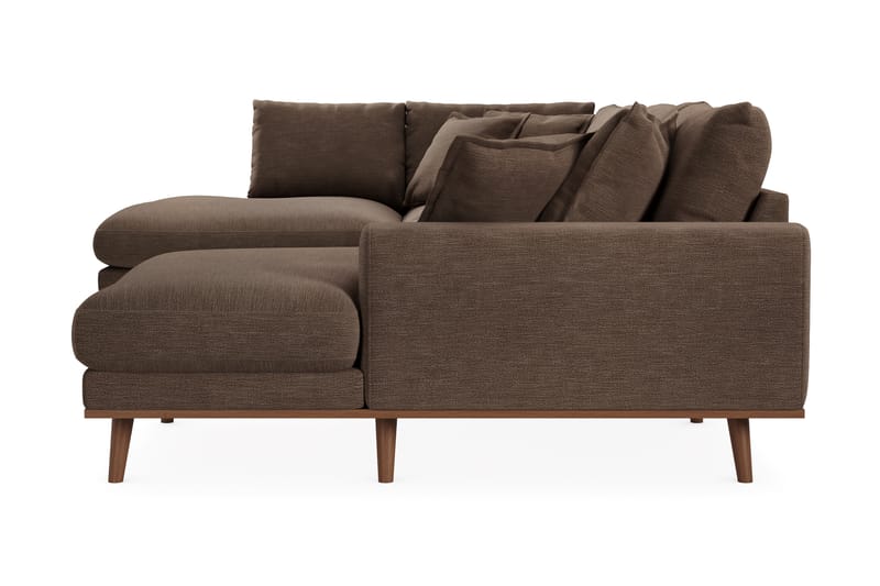Copenhagen Premium 5-seters Høyrevendt U-formet Dyp Sofa med Divan og Sjeselong i Stoff - Brun - Møbler - Sofaer - U Sofa