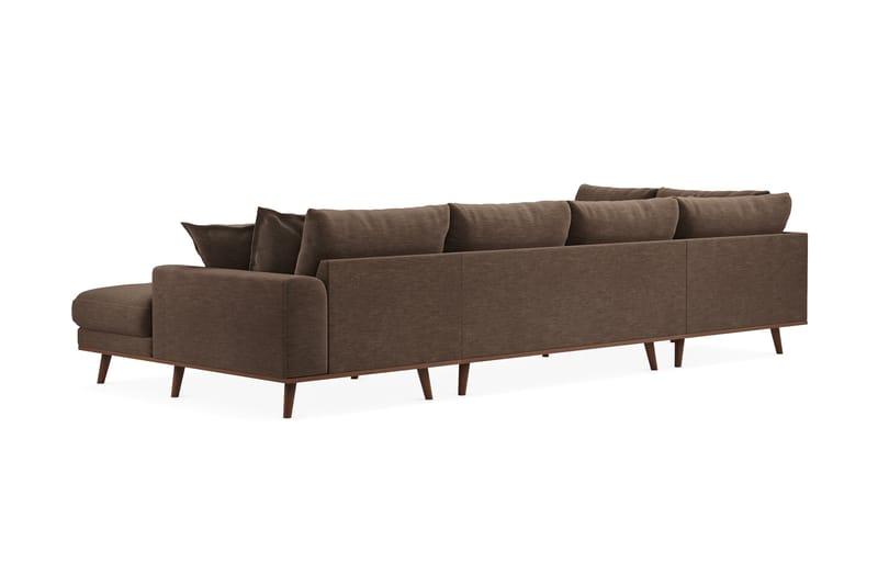 Copenhagen Premium 5-seters Høyrevendt U-formet Dyp Sofa med Divan og Sjeselong i Stoff - Brun - Møbler - Sofaer - U Sofa