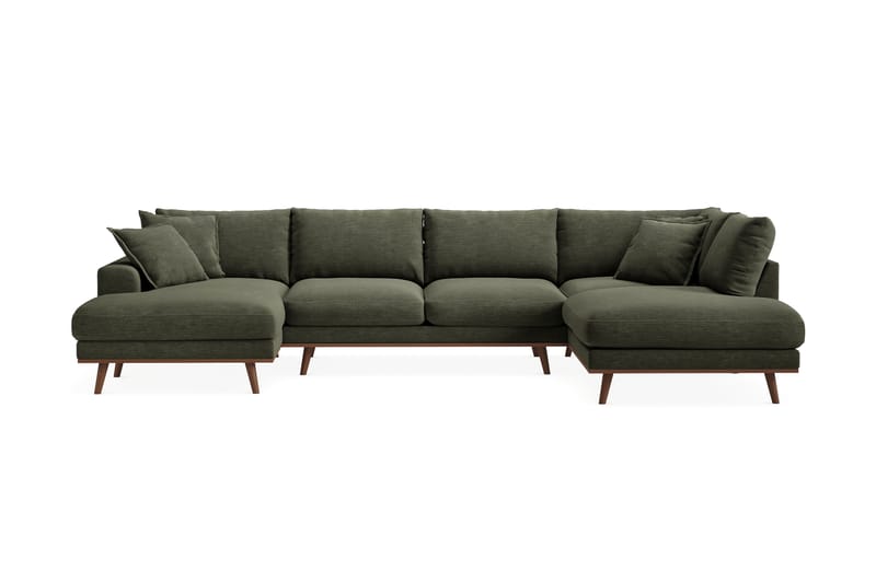 Copenhagen Premium 5-seters Venstrevendt U-formet Dyp Sofa med Divan og Sjeselong i Stoff - Grønn - Møbler - Sofaer - U Sofa