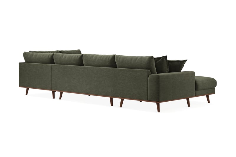 Copenhagen Premium 5-seters Venstrevendt U-formet Dyp Sofa med Divan og Sjeselong i Stoff - Grønn - Møbler - Sofaer - U Sofa