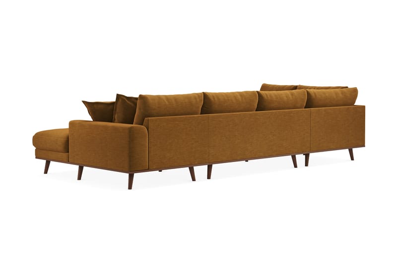 Copenhagen Premium 5-seters Høyrevendt U-formet Dyp Sofa med Divan og Sjeselong i Stoff - Sennepsgul - Møbler - Sofaer - U Sofa