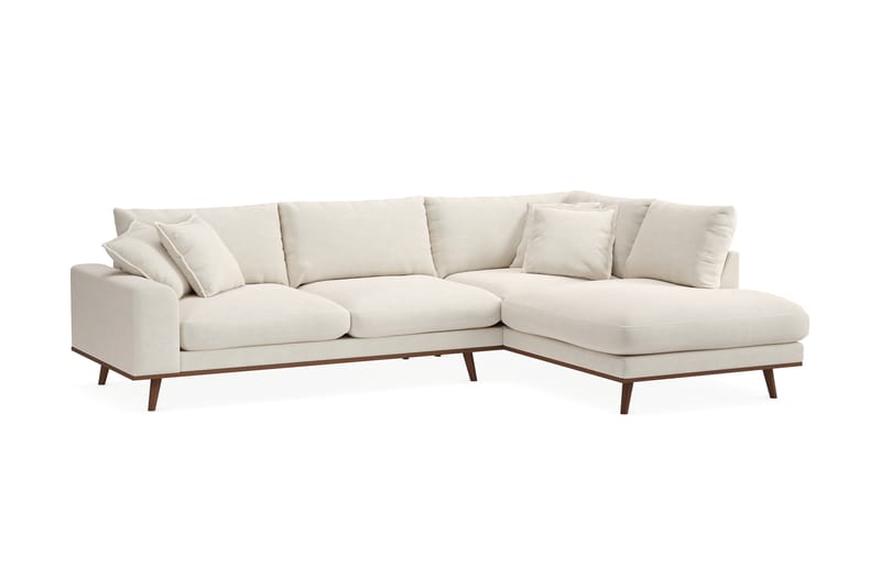 Copenhagen Premium 4-seters Høyrevendt L-formet Dyp Sjeselongsofa i Stoff - Lys beige - Møbler - Sofaer - Sofa med chaiselong