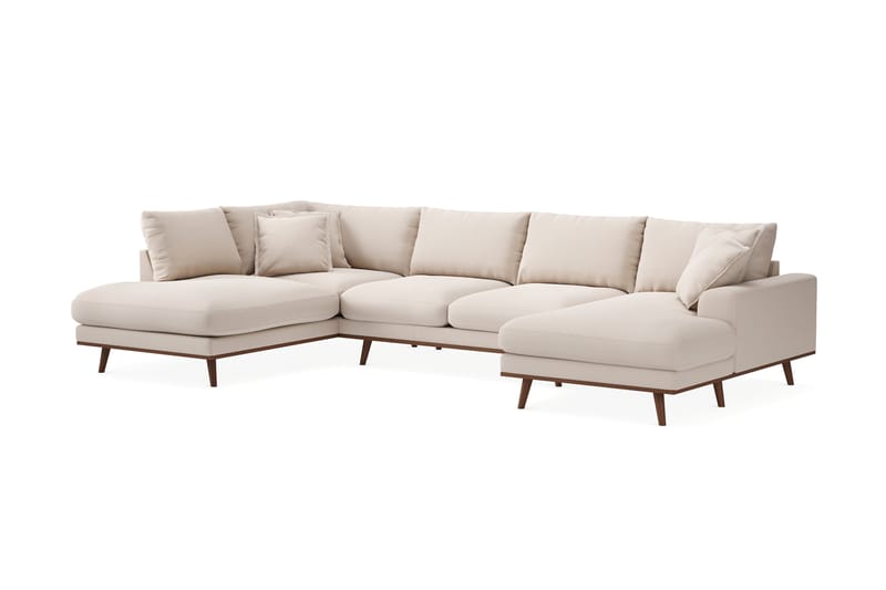 Copenhagen Premium 5-seters Venstrevendt U-formet Dyp Sofa med Divan og Sjeselong i Bouclé - Lys beige - Møbler - Sofaer - U Sofa
