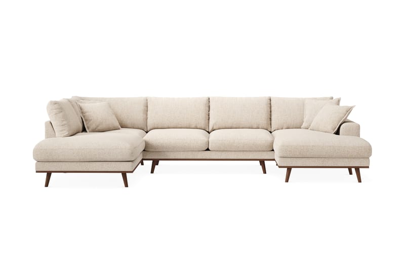 Copenhagen Premium 5-seters Venstrevendt U-formet Dyp Sofa med Divan og Sjeselong i Chenille - Beige - Møbler - Sofaer - U Sofa