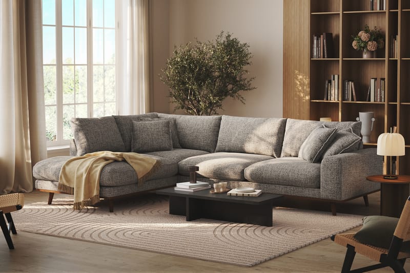 Copenhagen Premium 4-seters Venstrevendt L-formet Dyp Sjeselongsofa i Chenille - Grå - Møbler - Sofaer - Sofa med chaiselong