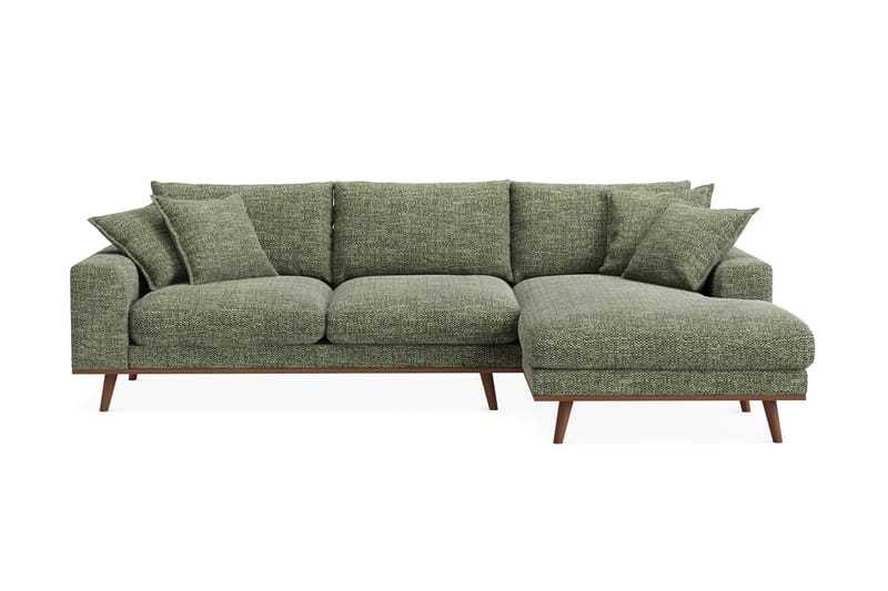 Copenhagen Premium 4-seters Høyrevendt L-formet Dyp Divansofa i Chenille - Grønn - Møbler - Sofaer - Sofa med chaiselong