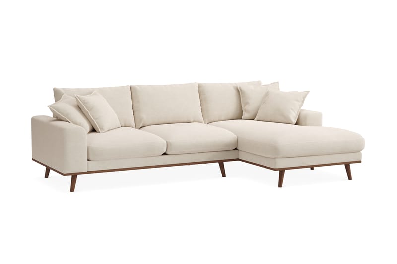 Copenhagen Premium 4-seters Høyrevendt L-formet Dyp Divansofa i Stoff - Beige - Møbler - Sofaer - Sofa med chaiselong